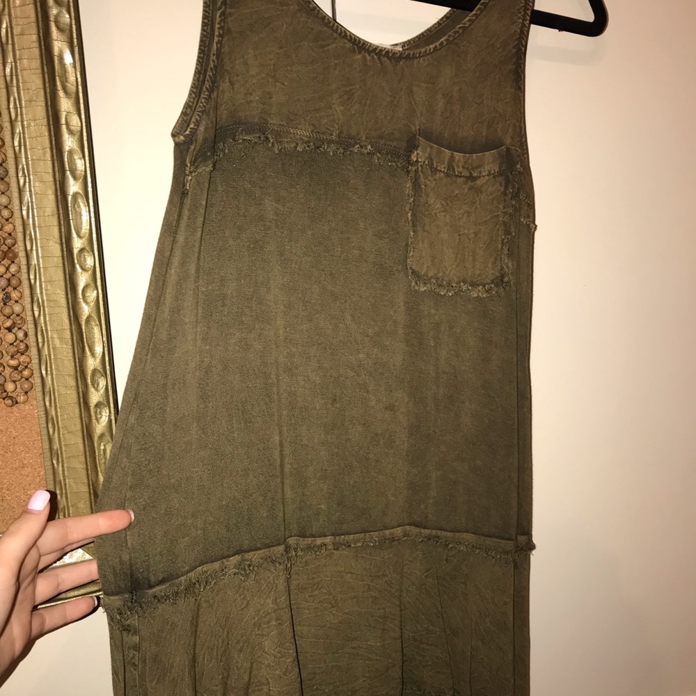 Rustic olive green tank top
